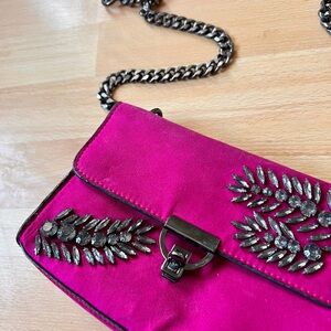 Pink Embellished Chain Strap Bag